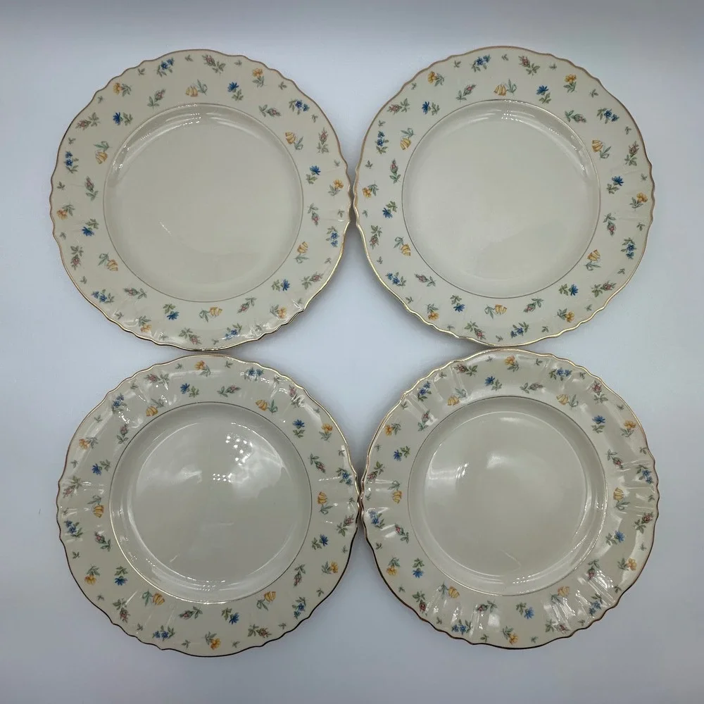 Vintage Syracuse China Suzanne Federal Shape Dinner Plates Set of 4 10in